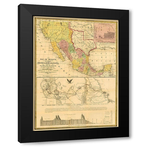 Mexico Yucatan Upper California United States Black Modern Wood Framed Art Print with Double Matting by Mitchell