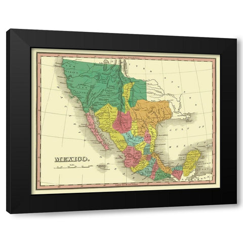 Territories Mexico - Finley 1831 Black Modern Wood Framed Art Print with Double Matting by Finley