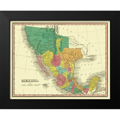 Territories Mexico - Finley 1831 Black Modern Wood Framed Art Print by Finley