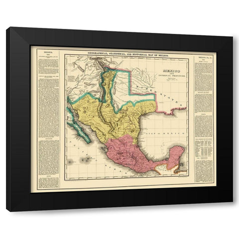 Internal Provinces Mexico - Young 1822 Black Modern Wood Framed Art Print by Young