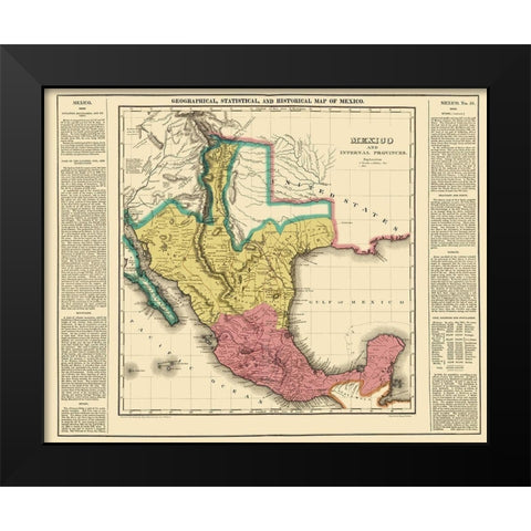 Internal Provinces Mexico - Young 1822 Black Modern Wood Framed Art Print by Young
