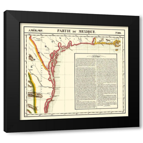 Gulf Coast Mexico Texas United States Black Modern Wood Framed Art Print by Vandermaelen