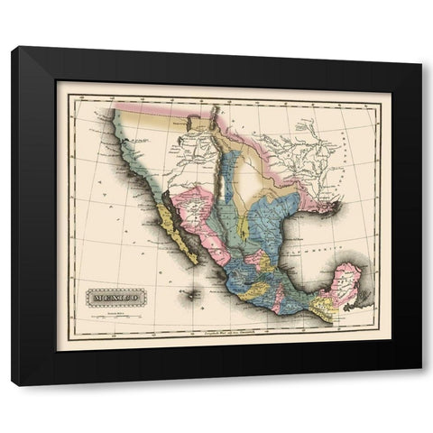 Mexico - Lucas 1823 Black Modern Wood Framed Art Print by Lucas