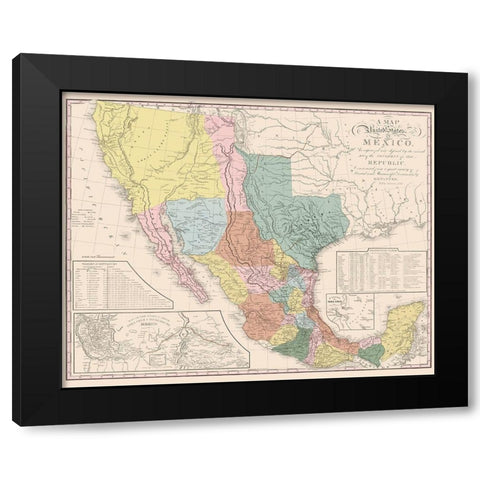 United States Mexico - Tanner 1847 Black Modern Wood Framed Art Print by Tanner