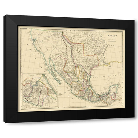 Mexico - Arrowsmith 1844 Black Modern Wood Framed Art Print with Double Matting by Arrowsmith