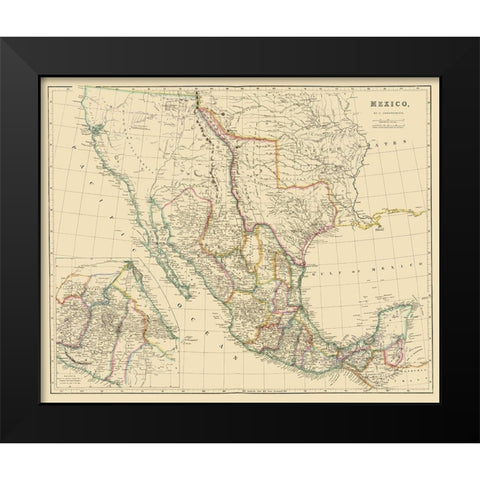Mexico - Arrowsmith 1844 Black Modern Wood Framed Art Print by Arrowsmith