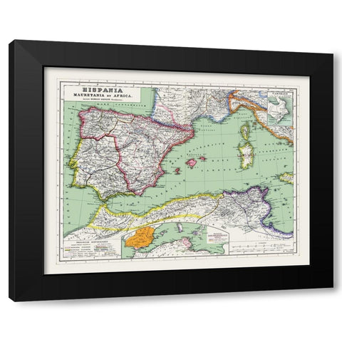 Western Mediterranean Region - Reimer 1903 Black Modern Wood Framed Art Print with Double Matting by Reimer