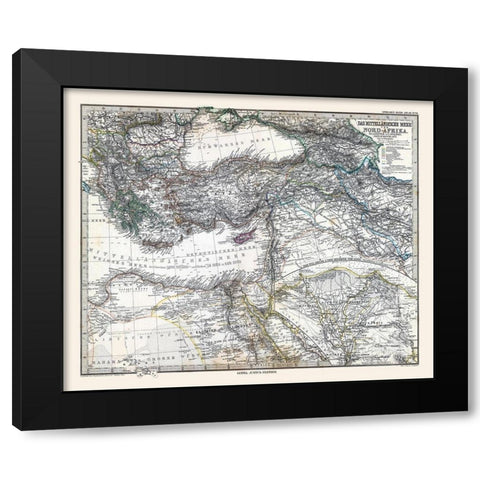 Eastern Mediterranean Sea North Africa Black Modern Wood Framed Art Print by Stieler