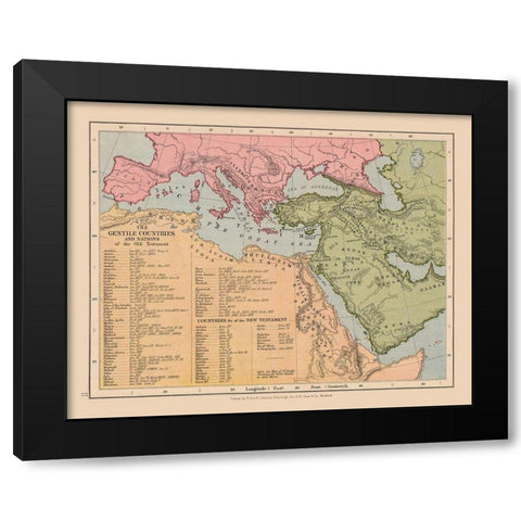 Gentile Countries Old Testament Middle East Black Modern Wood Framed Art Print with Double Matting by Case