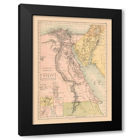 Middle East Egypt Arabia - Black 1867 Black Modern Wood Framed Art Print with Double Matting by Black