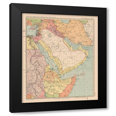 Middle East Africa - Streit 1913 Black Modern Wood Framed Art Print with Double Matting by Streit