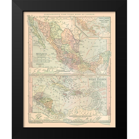 West Indies Central America Mexico Guatemala Black Modern Wood Framed Art Print by Monteith