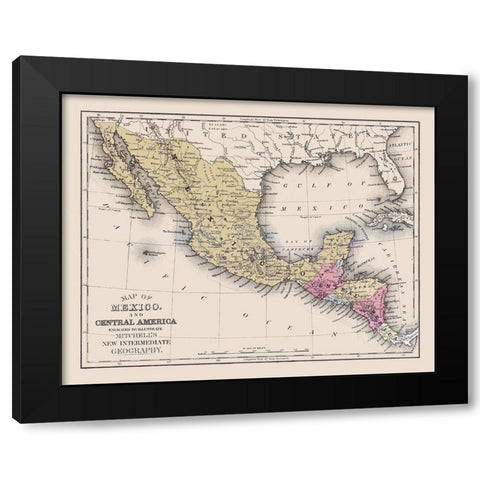 Central America Mexico United States Black Modern Wood Framed Art Print with Double Matting by Mitchell