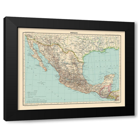 Mexico - Schrader 1908 Black Modern Wood Framed Art Print by Schrader