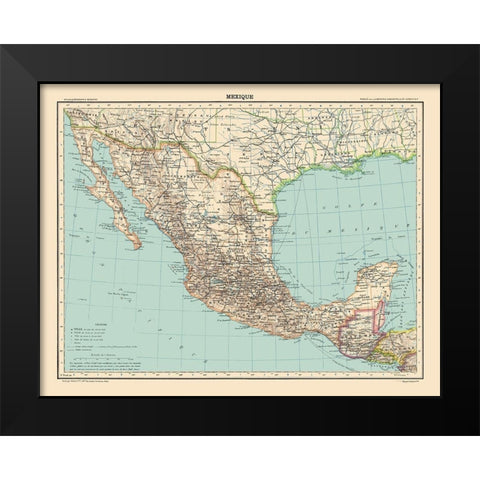 Mexico - Schrader 1908 Black Modern Wood Framed Art Print by Schrader