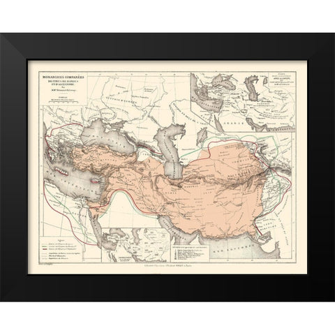 Middle East Comparison of Dynasties - Drioux 1882 Black Modern Wood Framed Art Print by Drioux