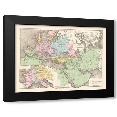 Arabian Empire Carolingian Empire Middle East Black Modern Wood Framed Art Print by Drioux