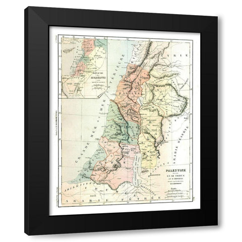 Middle East Palestine Kingdom of Israel Black Modern Wood Framed Art Print with Double Matting by Cortambert