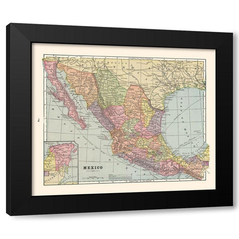 Mexico - Cram 1892 Black Modern Wood Framed Art Print by Cram
