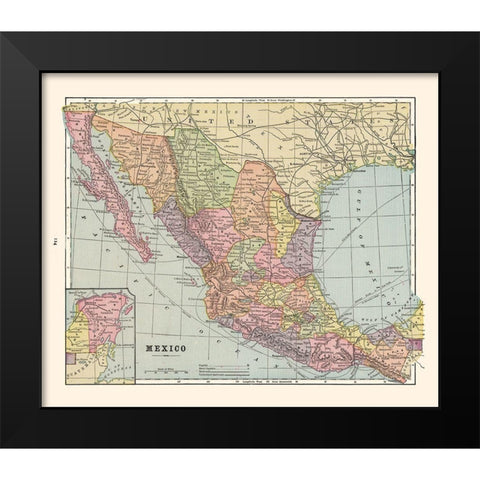 Mexico - Cram 1892 Black Modern Wood Framed Art Print by Cram