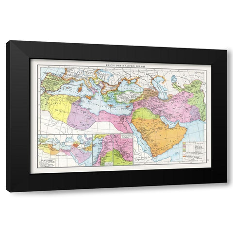 Middle East Caliphate to 945 - Droysen 1886 Black Modern Wood Framed Art Print by Droysen