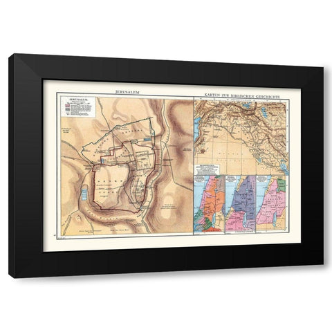 Biblical History Middle East Israel - Droysen 1886 Black Modern Wood Framed Art Print with Double Matting by Droysen