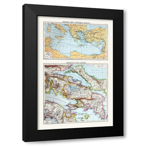 Travels of Paul Boeotia Attica Middle East Greece Black Modern Wood Framed Art Print with Double Matting by Droysen