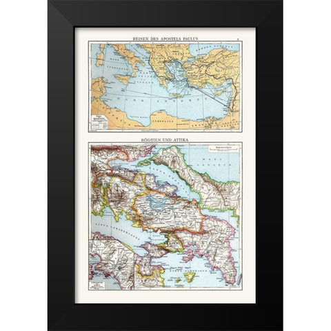 Travels of Paul Boeotia Attica Middle East Greece Black Modern Wood Framed Art Print by Droysen