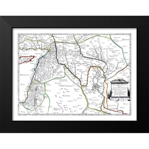 Middle East Assyria Turkey Iraq - Sanson 1641 Black Modern Wood Framed Art Print by Sanson