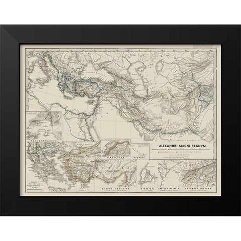 Middle East Alexander the Great - Spruner 1865 Black Modern Wood Framed Art Print by Spruner