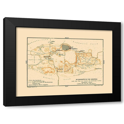 Memphis Egypt Africa - Baedeker 1913 Black Modern Wood Framed Art Print with Double Matting by Baedeker