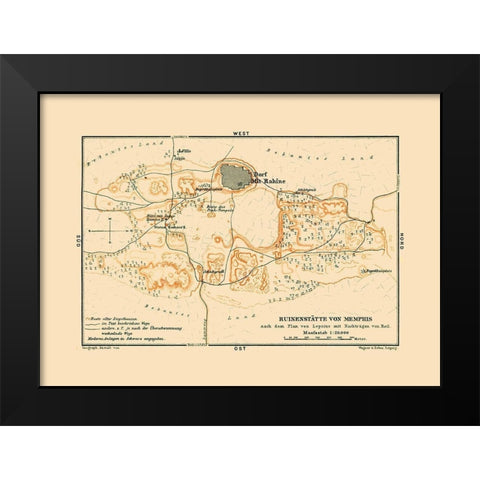 Memphis Egypt Africa - Baedeker 1913 Black Modern Wood Framed Art Print by Baedeker