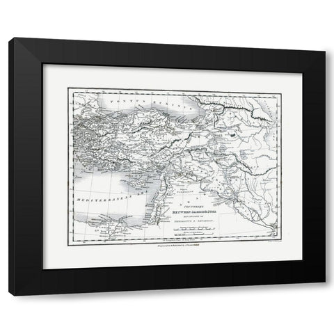 Middle East Countries between Sardis Susa Black Modern Wood Framed Art Print with Double Matting by Oxford