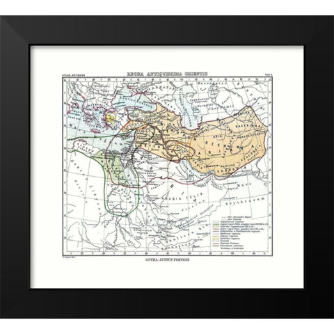 East Ancient Kingdom Middle East - Perthes 1896 Black Modern Wood Framed Art Print by Perthes