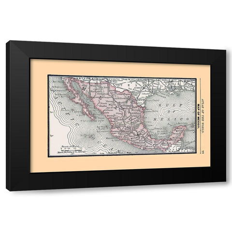 Mexico - Alden 1886 Black Modern Wood Framed Art Print by Alden