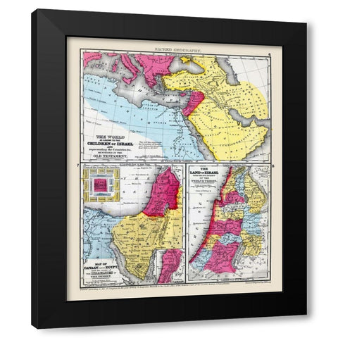 Sacred Geography Middle East - Mitchell 1844 Black Modern Wood Framed Art Print by Mitchell