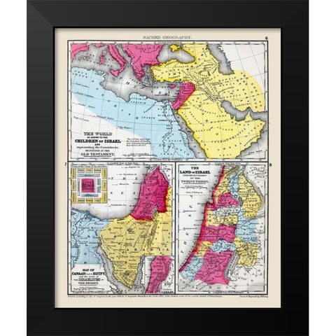 Sacred Geography Middle East - Mitchell 1844 Black Modern Wood Framed Art Print by Mitchell