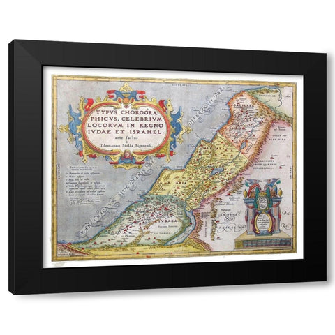 Kingdoms of Judea Israel Middle East Black Modern Wood Framed Art Print by Ortelius