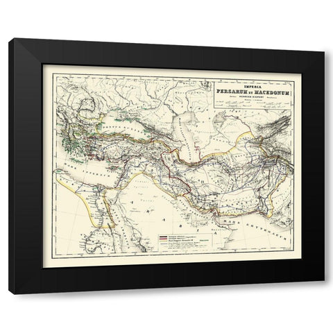 Middle East Persian Macedonian Empires Black Modern Wood Framed Art Print with Double Matting by Kiepert