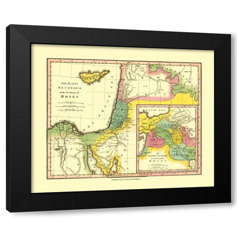 Middle East Five Books of Moses Places Black Modern Wood Framed Art Print by Wilkinson