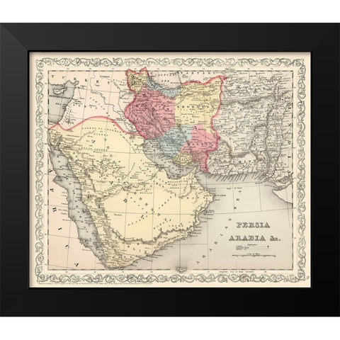 Middle East Persia Arabia - Mitchell 1857 Black Modern Wood Framed Art Print by Mitchell