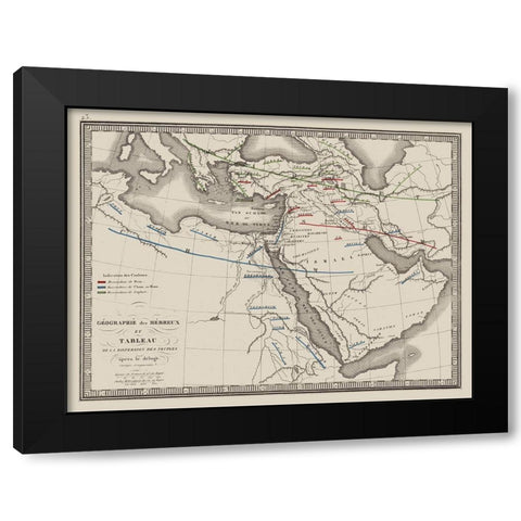 Middle East Dispersion of Hebrew People Black Modern Wood Framed Art Print by Monin