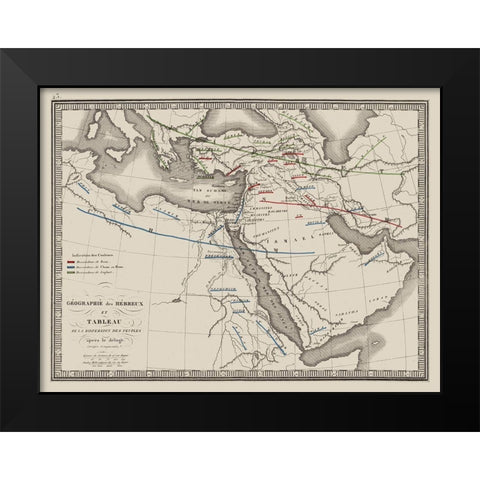 Middle East Dispersion of Hebrew People Black Modern Wood Framed Art Print by Monin