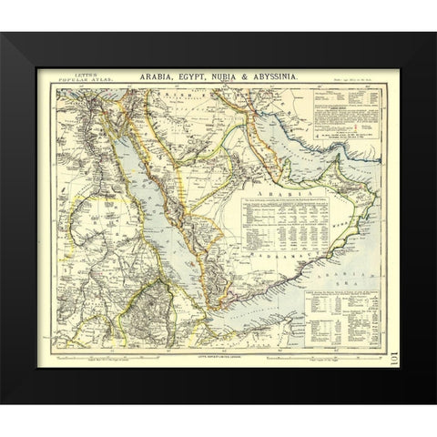 Middle East Egypt Arabia Nubia Abyssinia Black Modern Wood Framed Art Print by Letts