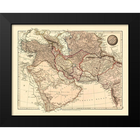 Middle East Persia Arabia - Arrowsmith 1825 Black Modern Wood Framed Art Print by Arrowsmith