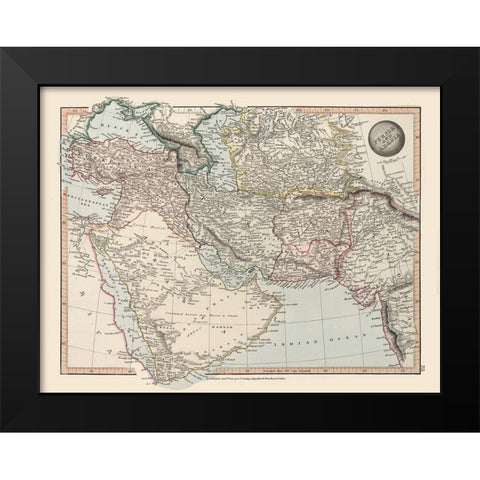 Middle East Persia Arabia - Arrowsmith 1825 Black Modern Wood Framed Art Print by Arrowsmith