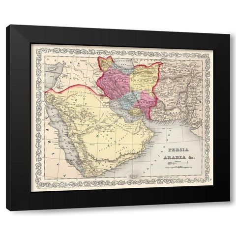 Middle East Persia Arabia - Mitchell 1857 Black Modern Wood Framed Art Print by Mitchell