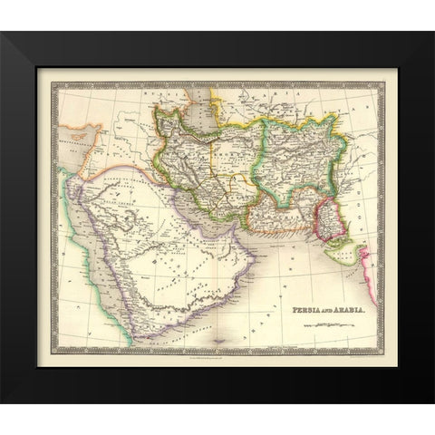 Middle East Persia Arabia - Teesdale 1844 Black Modern Wood Framed Art Print by Teesdale