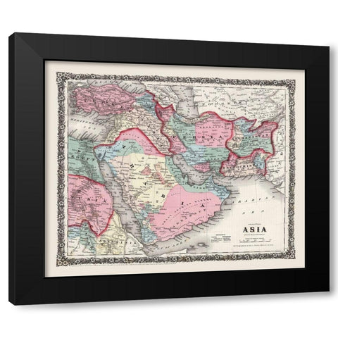Middle East Persia Arabia - Colton 1858 Black Modern Wood Framed Art Print with Double Matting by Colton