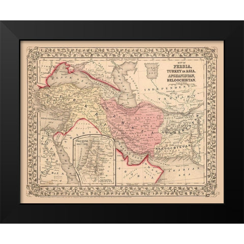 Middle East Turkey Persia Afghanistan Black Modern Wood Framed Art Print by Mitchell